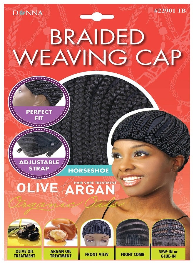 DONNA Braided Weaving Cap Horseshoe Adjustable Strap Wig Cap Wig Head Wig band Wig Caps for Women Bald Cap Black